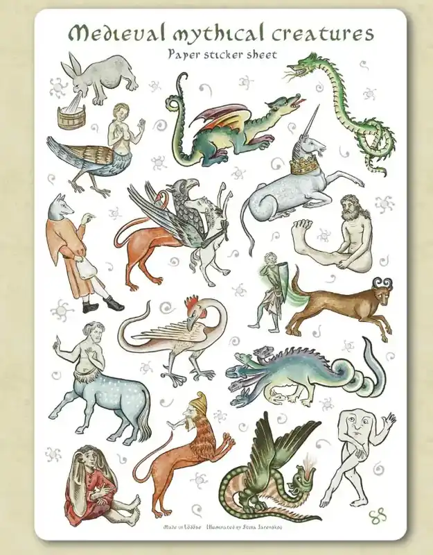 Medieval Mythical Creatures Sticker Set | Passa på nu